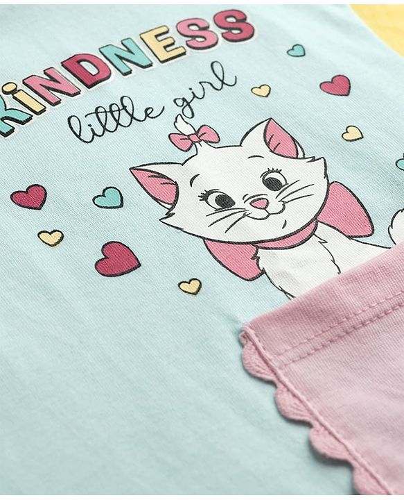 Babyhug Disney Single Jersey Knit T-Shirt with Marie Graphics Half Sleeves Multi Color 3-6 Months