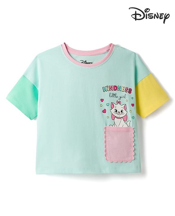 Babyhug Disney Single Jersey Knit T-Shirt with Marie Graphics Half Sleeves Multi Color 3-6 Months