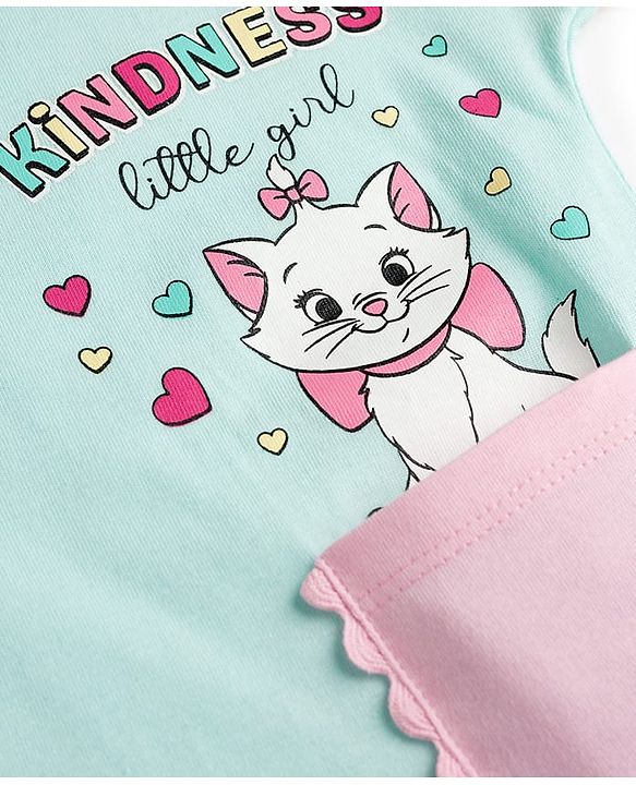 Babyhug Disney Single Jersey Knit T-Shirt with Marie Graphics Half Sleeves Multi Color 3-6 Months