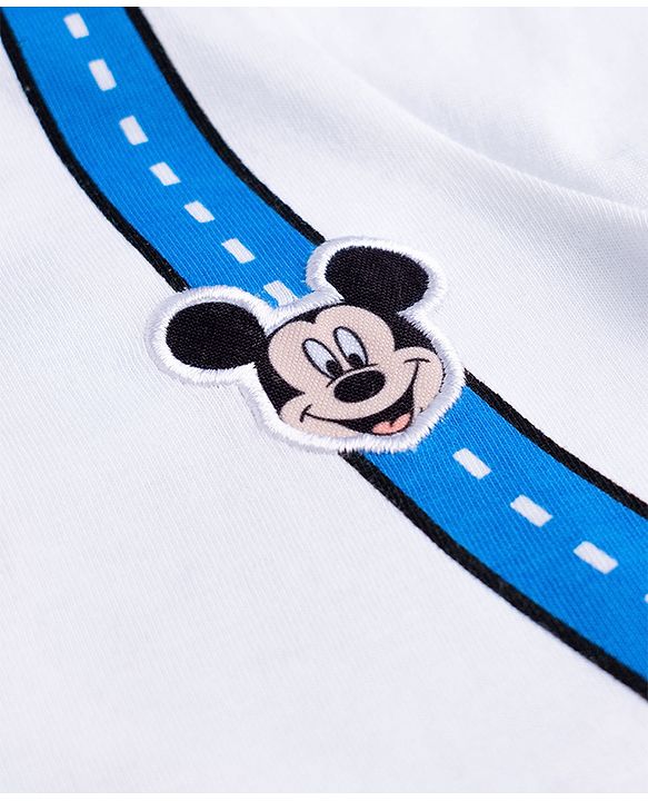Babyhug Disney Single Jersey Knit Half Sleeves T-Shirt with Front & Back Mickey Mouse Graphics - White