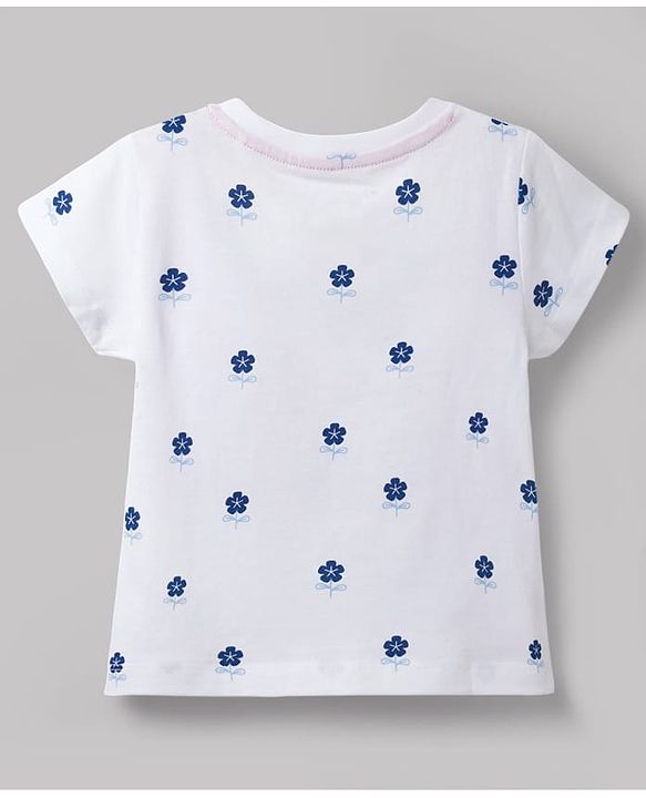 Babyhug Disney Cotton Knit T-Shirt with Minnie Mouse Graphic Print Half Sleeves Round Neck White 3-6 Months