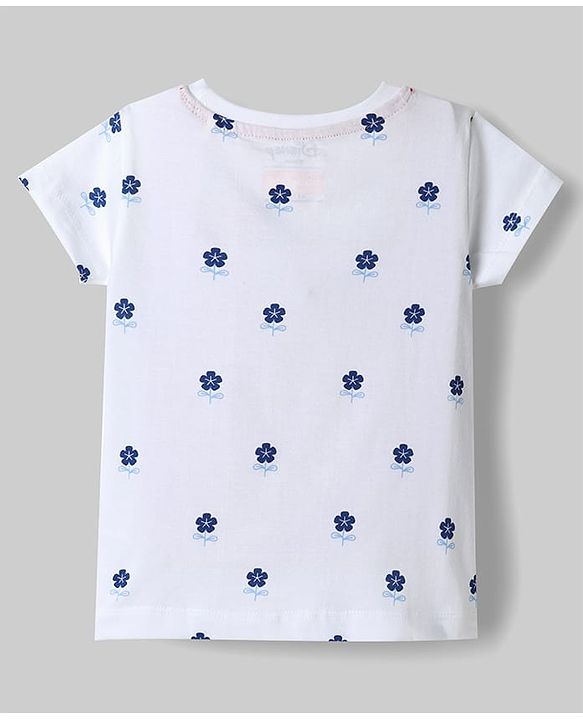 Babyhug Disney Cotton Knit T-Shirt with Minnie Mouse Graphic Print Half Sleeves Round Neck White 3-6 Months