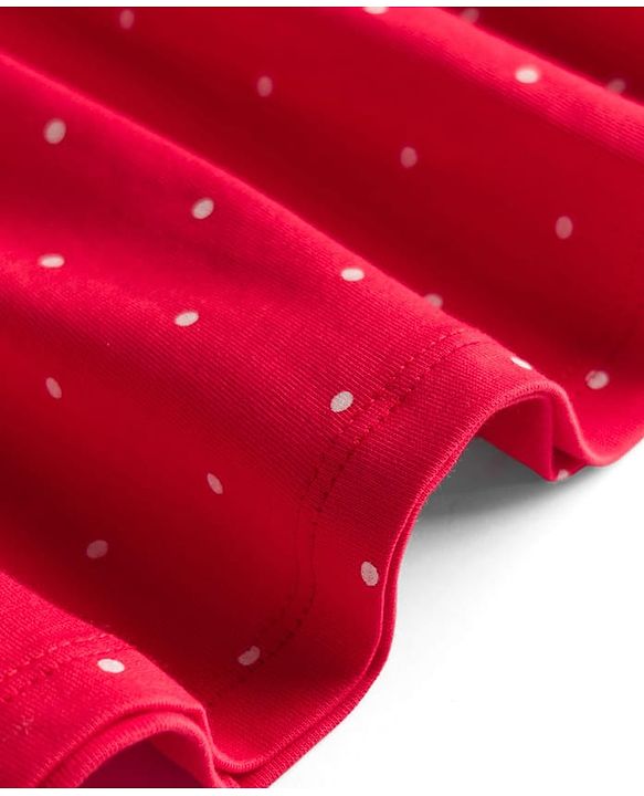 Babyhug Single Jersey Knit Half Sleeves Smocked Frock with Polka Dot Print & Bloomer - Dark Pink