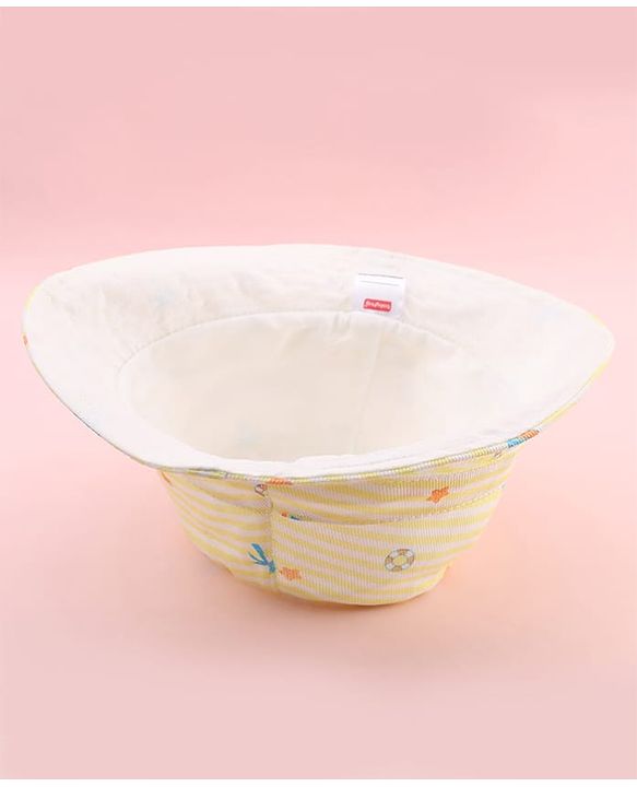 Babyhug Twill Woven Bucket Hat with Nautical Print Yellow - Diameter 21.5 cm