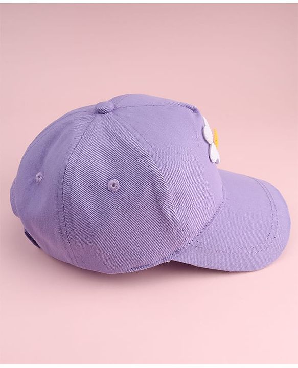 Babyhug Twill Woven Baseball Cap With Floral Applique Lavender - Diameter 16 cm
