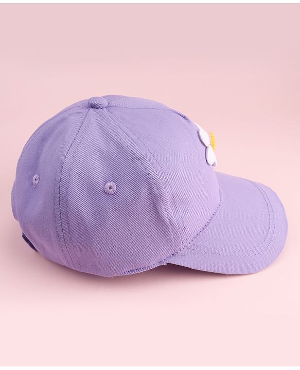 Babyhug Twill Woven Baseball Cap With Floral Applique Lavender - Diameter 16 cm