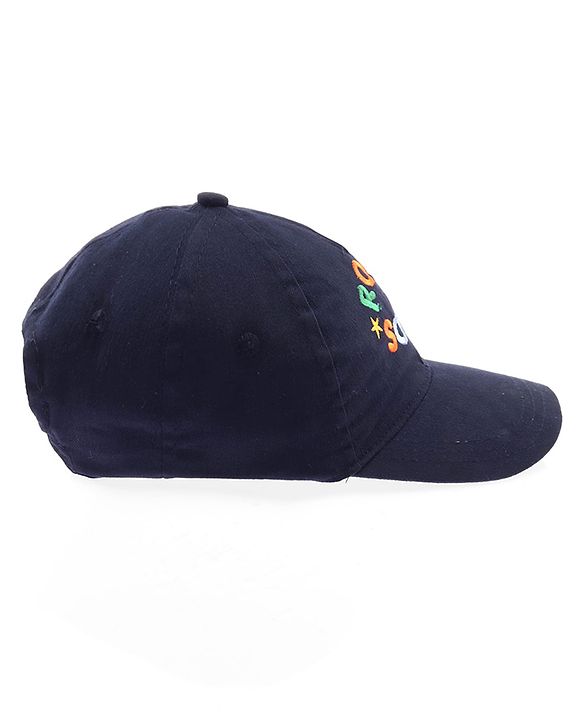 Babyhug Twill 100% Cotton Woven Baseball Cap With Text Print Navy Blue - Diameter 14.5 cm