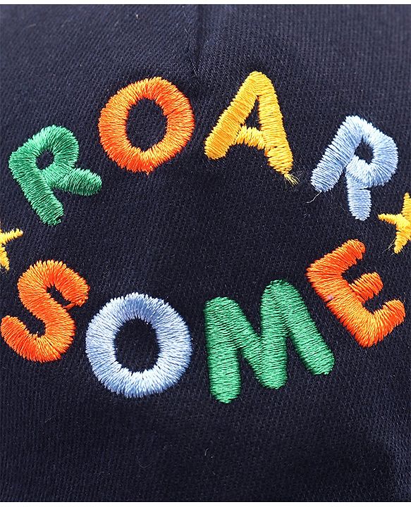Babyhug Twill 100% Cotton Woven Baseball Cap With Text Print Navy Blue - Diameter 14.5 cm