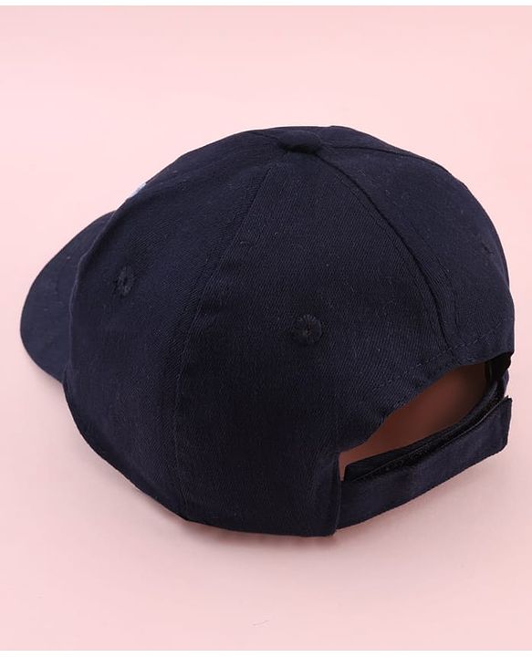 Babyhug Twill 100% Cotton Woven Baseball Cap With Text Print Navy Blue - Diameter 14.5 cm