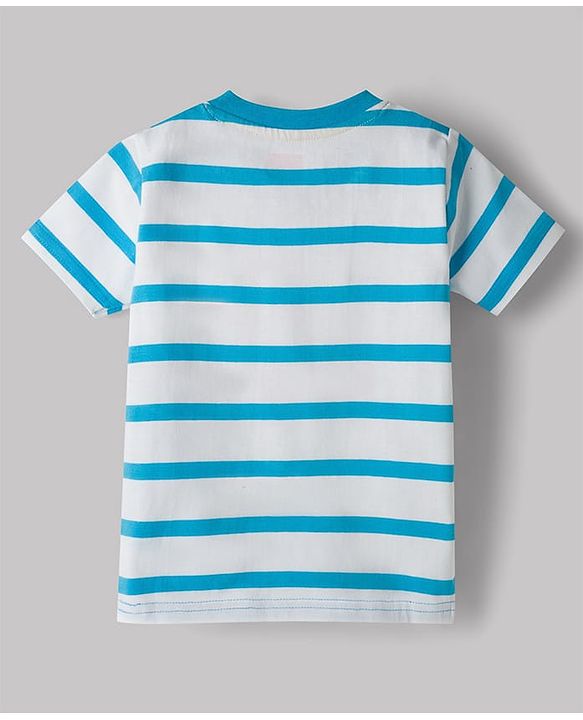 Babyhug Single Jersey Knit Half Sleeves Striped T-Shirt & Shorts With Tiger Print - Multicolor