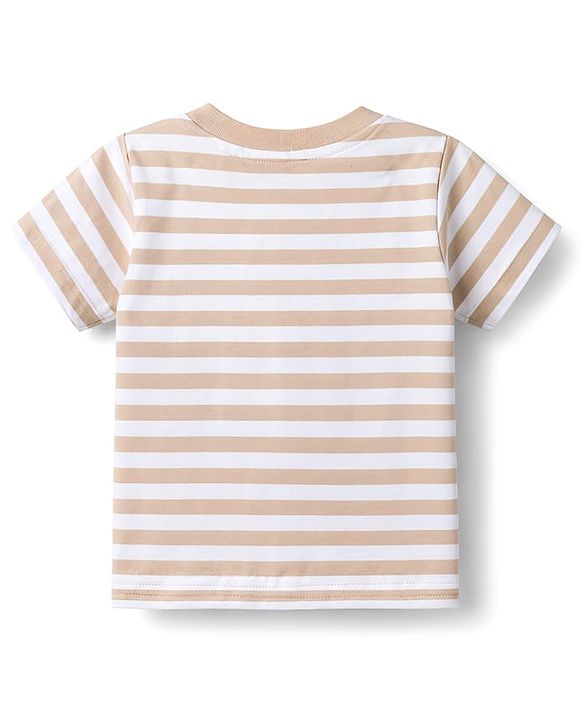 Babyhug 100% Cotton Knit Half Sleeves Striped & Dino Printed T-Shirt & Shorts Set - Multicolor
