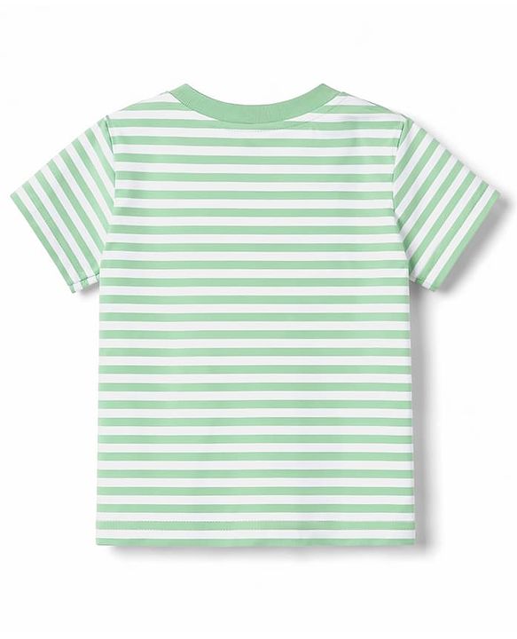 Babyhug 100% Cotton Knit Half Sleeves Striped & Animal Printed T-Shirt & Shorts Set - Green