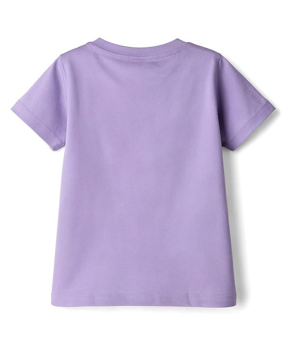 Babyhug Single Jersey Knit Half Sleeves T-Shirt & Shorts Set with Little Dreamer Print - Purple