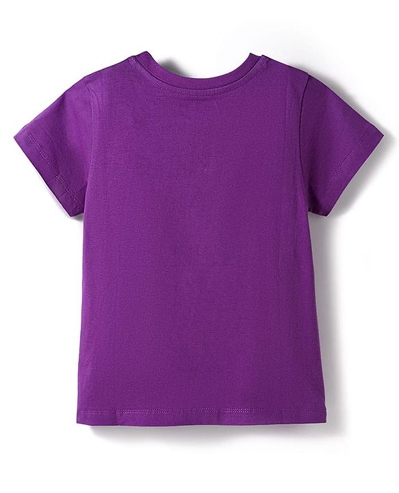 Pine Kids Cotton Knit Half Sleeves Star Printed T-Shirt - Purple
