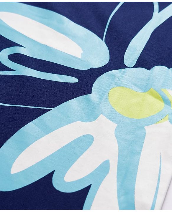 Pine Kids Cotton Knit T-Shirt Round Neck Half Sleeves Butterfly Print Blue 4-5 Years