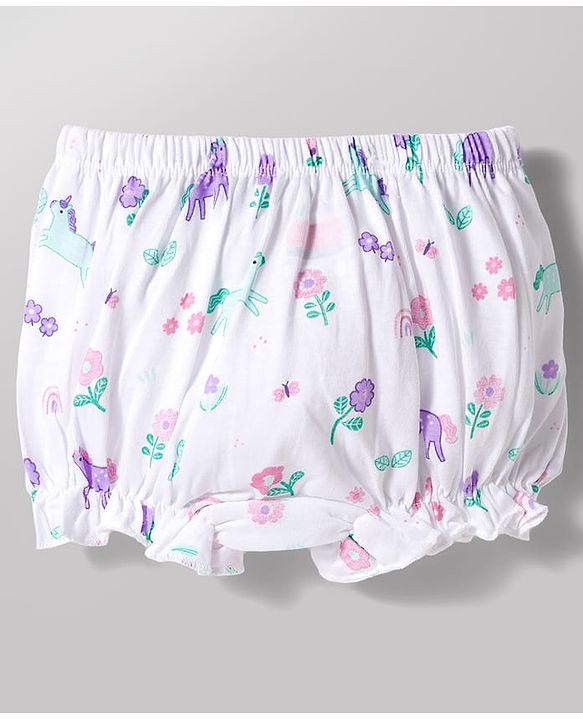 Babyhug 100% Cotton Knit Bloomers With Floral Print Pack of 3 - Multicolor