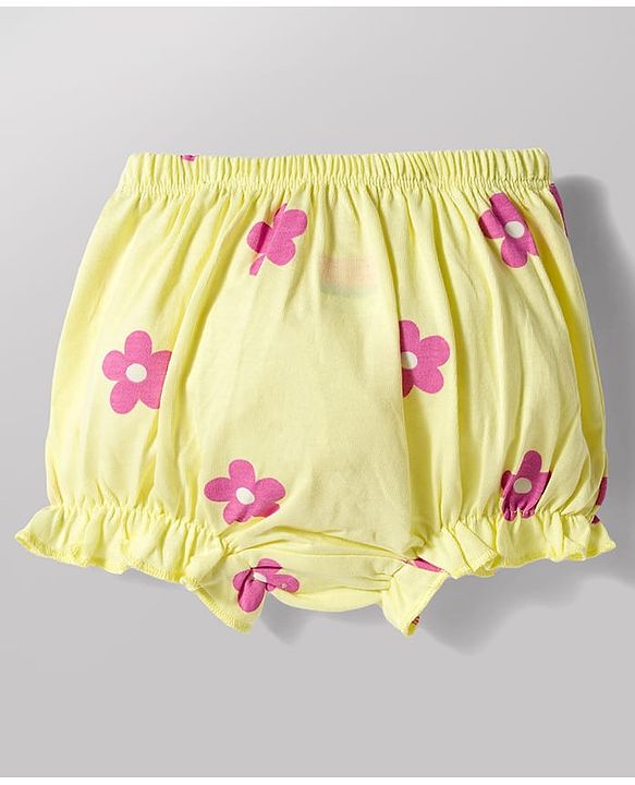 Babyhug 100% Cotton Knit Bloomers With Floral Print Pack of 3 - Multicolor