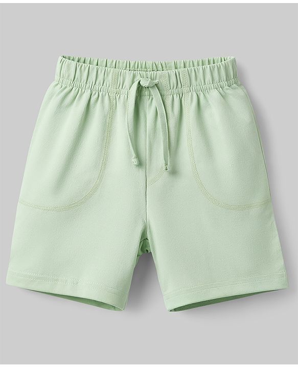 Babyhug Single Jersey Knit Half Sleeves T-Shirt & Shorts Set with Tiger Print - White & Green