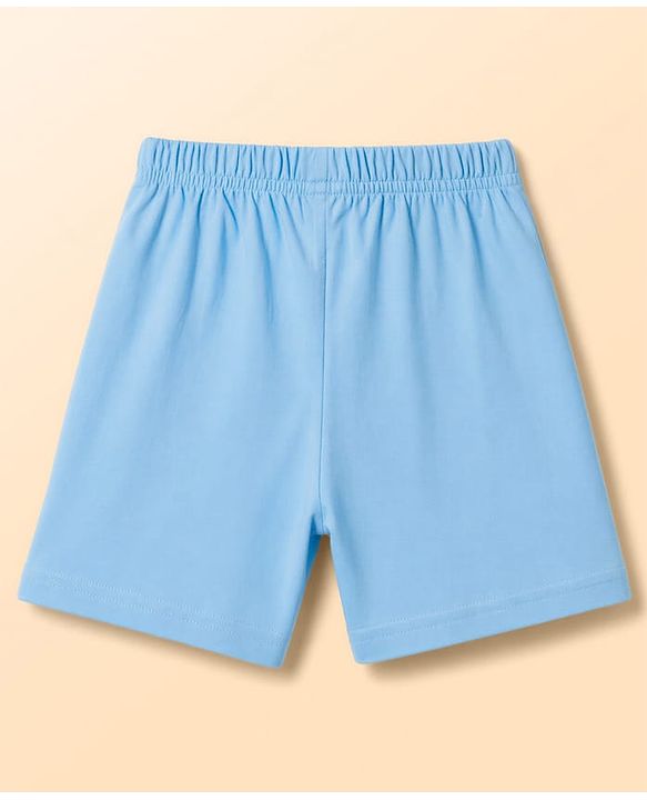 Babyhug Single Jersey Knit Sleeveless Sea Life Printed Tank T-Shirt & Shorts Set - White & Light Blue
