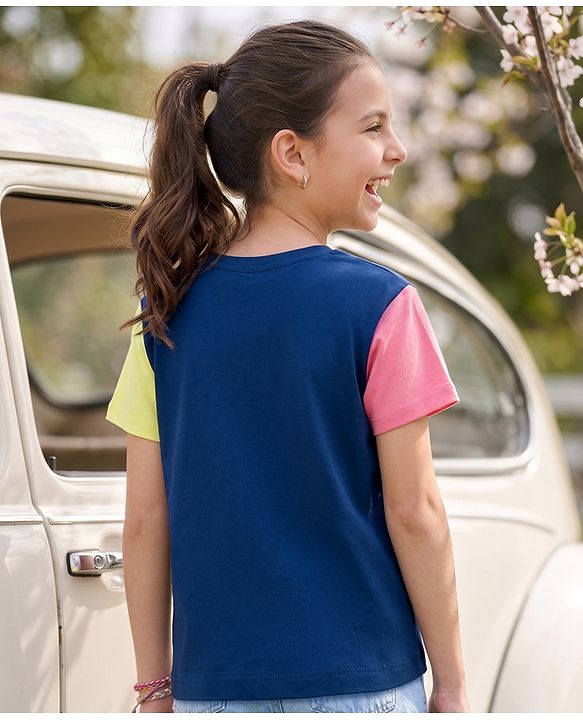 Pine Kids Cotton Knit T-Shirts Graphic Print Round Neck Half Sleeves Multi Color 4-5 Years