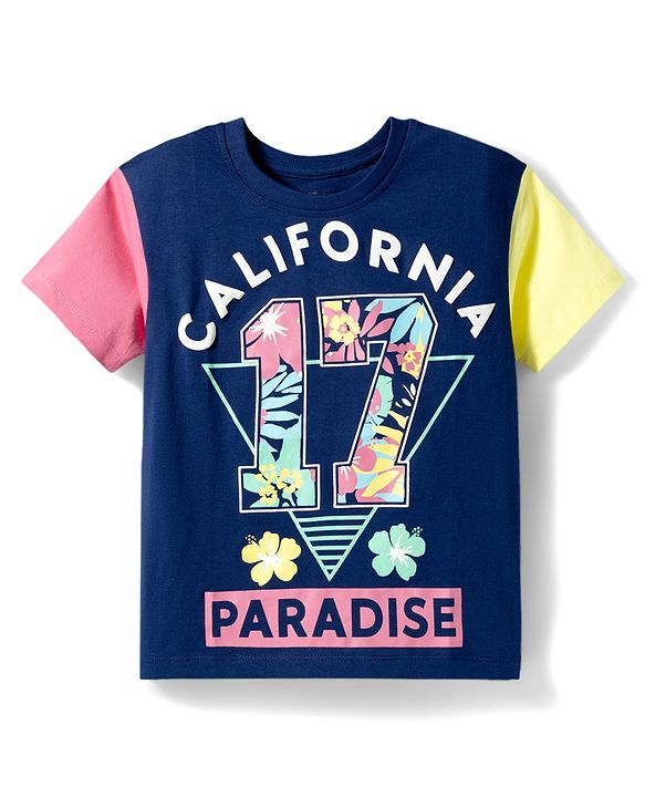 Pine Kids Cotton Knit T-Shirts Graphic Print Round Neck Half Sleeves Multi Color 4-5 Years