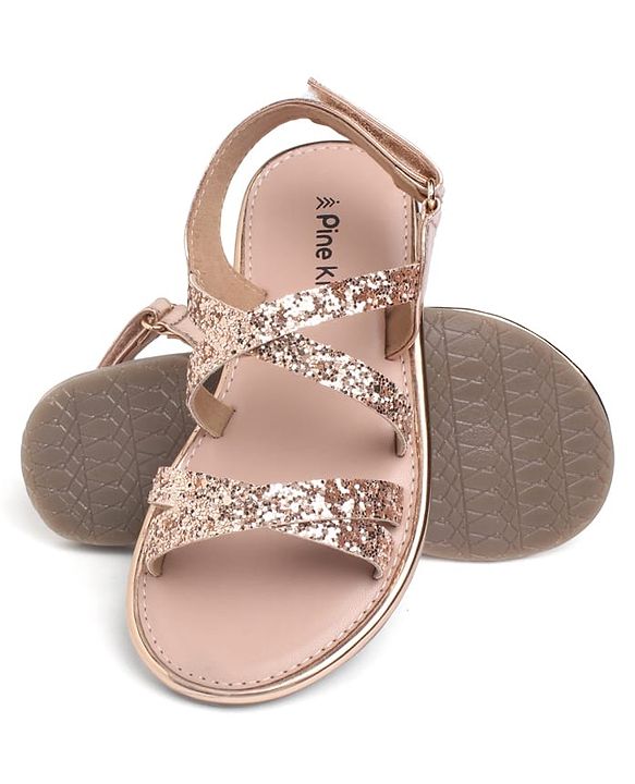 Pine Kids Party Wear Shimmered Sandals - Black