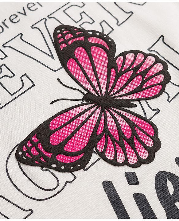 Pine Kids Cotton Knit T-Shirts with Butterfly Graphic Print Multi Color 4-5 Years
