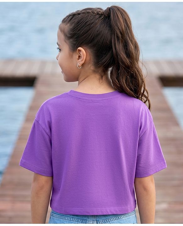 Pine Kids Cotton Knit T-Shirts with Graphic Print Purple 4-5 Years