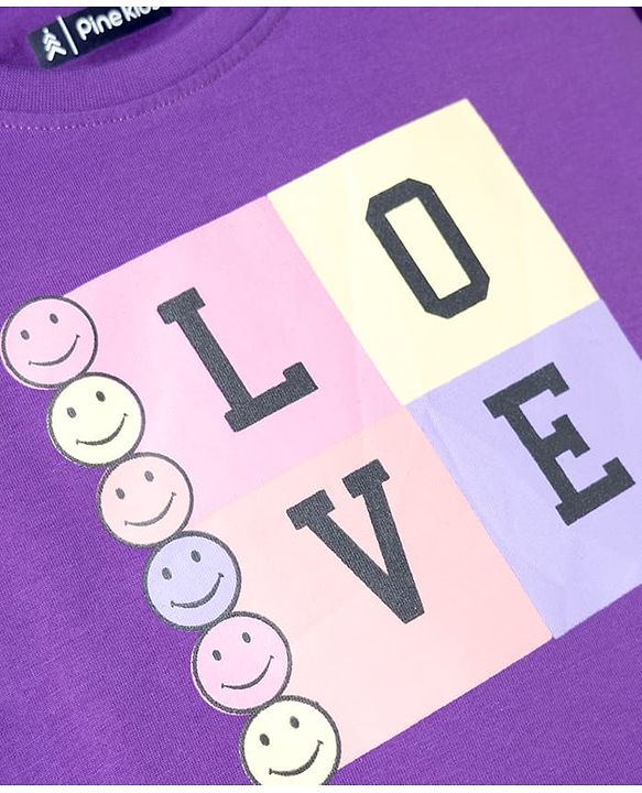Pine Kids Cotton Knit T-Shirts with Graphic Print Purple 4-5 Years