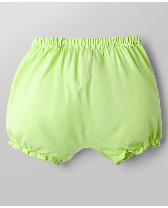 Babyhug Disney 100% Cotton Knit Bloomers With Minnie Mouse Graphic Pack of 2 - White & Lime Green