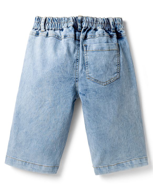 Pine Kids Marvel Above Knee Length Denim Shorts with Spider-Man Graphics - Blue