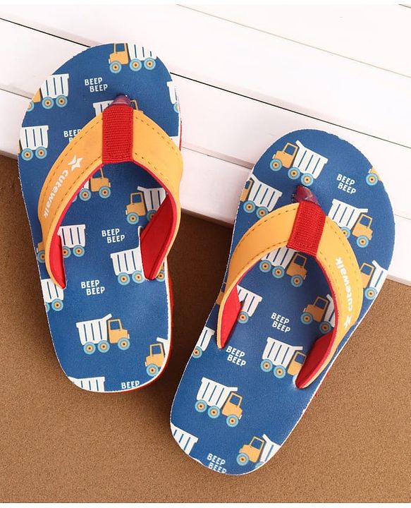 Cute Walk by Babyhug Slip On Vehicles Printed Flip Flop - Blue & Orange