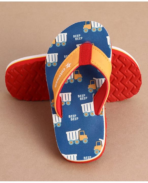 Cute Walk by Babyhug Slip On Vehicles Printed Flip Flop - Blue & Orange