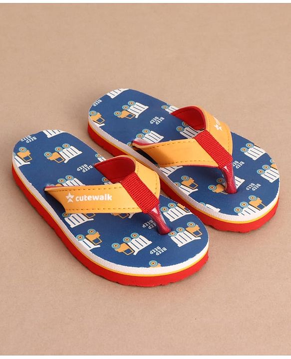 Cute Walk by Babyhug Slip On Vehicles Printed Flip Flop - Blue & Orange