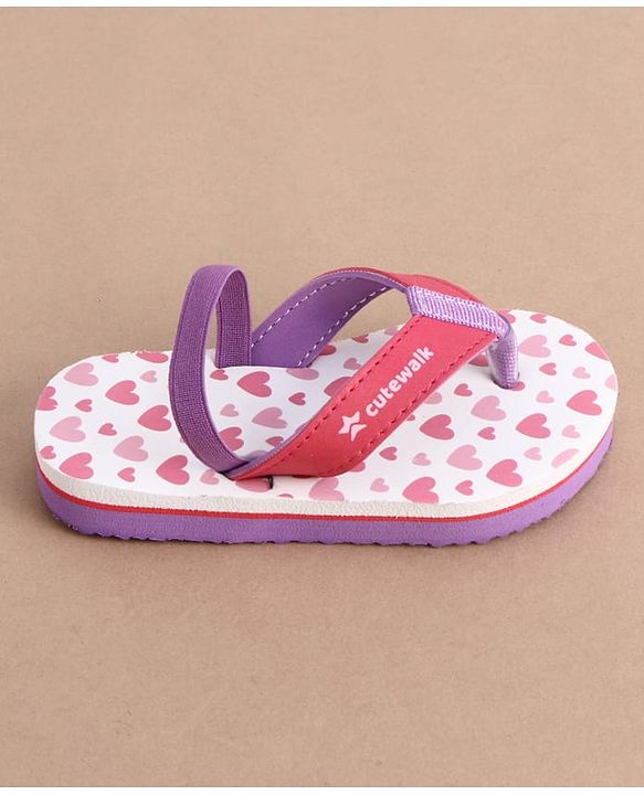 Cute Walk by Babyhug Back Strap Hearts Printed Flip Flops - Pink