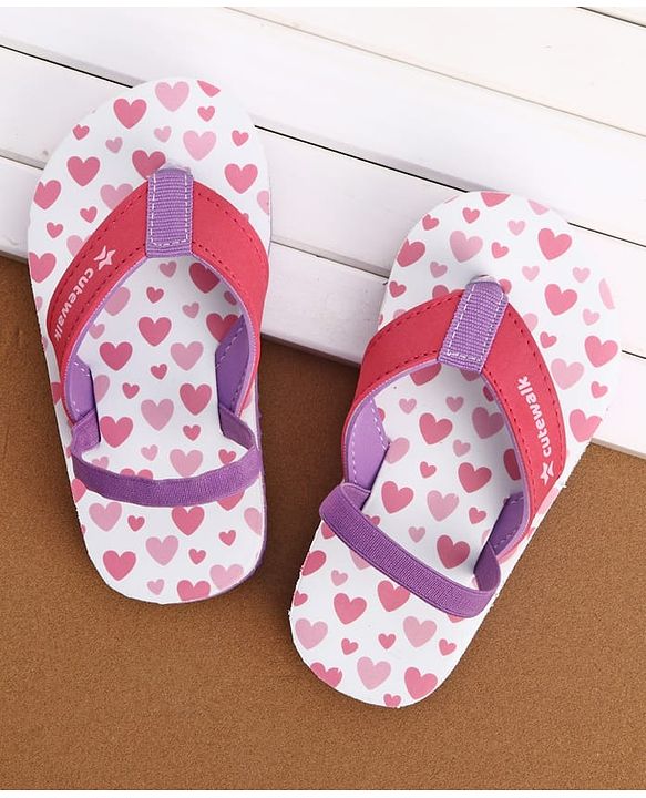 Cute Walk by Babyhug Back Strap Hearts Printed Flip Flops - Pink