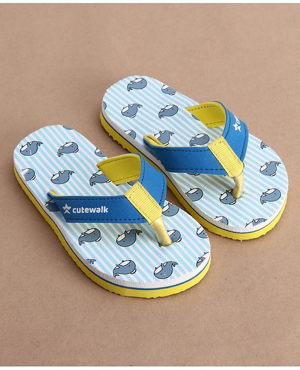 Cute Walk by Babyhug Flip Flops with Whale Print - Blue