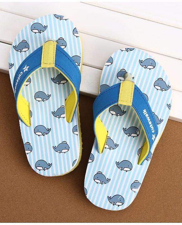 Cute Walk by Babyhug Flip Flops with Whale Print - Blue