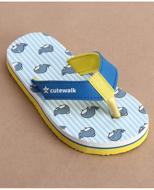 Cute Walk by Babyhug Flip Flops with Whale Print - Blue