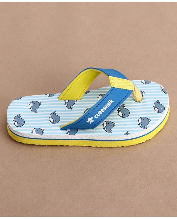 Cute Walk by Babyhug Flip Flops with Whale Print - Blue