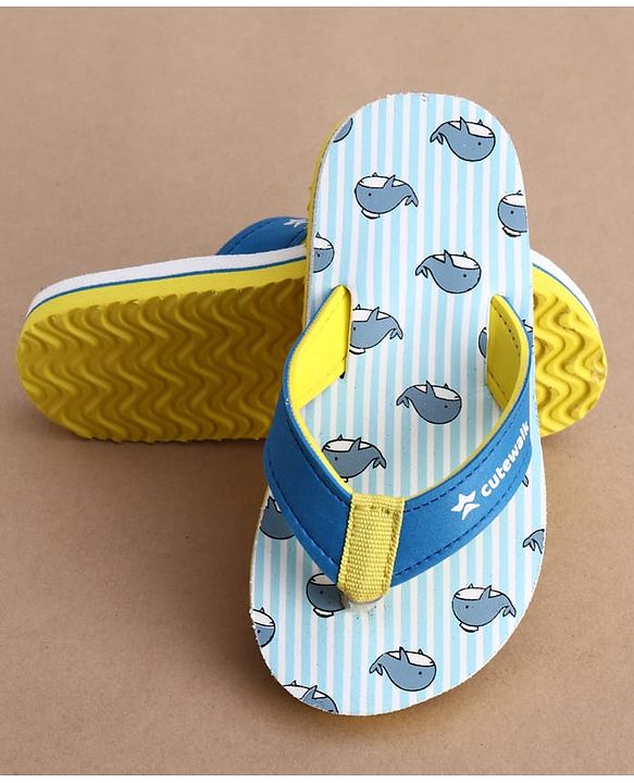 Cute Walk by Babyhug Flip Flops with Whale Print - Blue