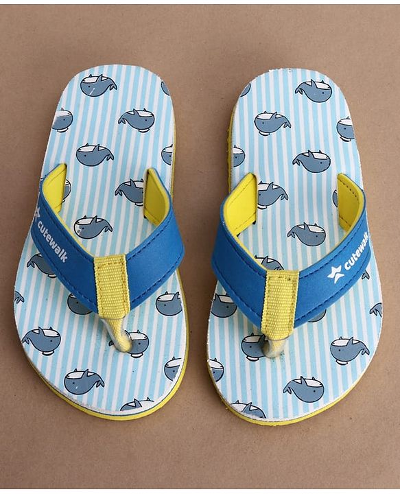 Cute Walk by Babyhug Flip Flops with Whale Print - Blue