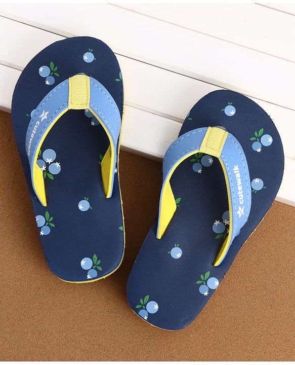Cute Walk by Babyhug Slip On Cherry Printed Flip Flops - Navy Blue