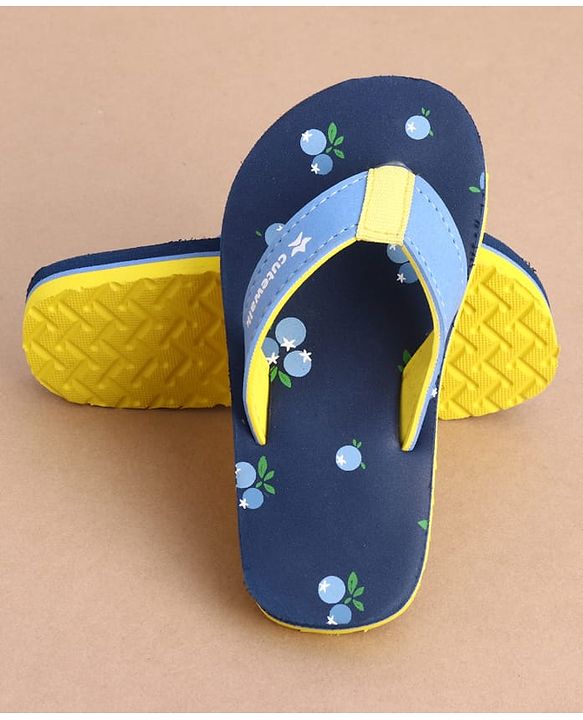 Cute Walk by Babyhug Slip On Cherry Printed Flip Flops - Navy Blue