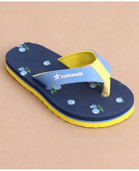 Cute Walk by Babyhug Slip On Cherry Printed Flip Flops - Navy Blue