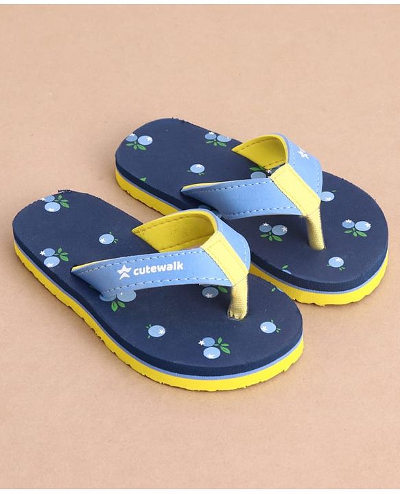 Cute Walk by Babyhug Slip On Cherry Printed Flip Flops - Navy Blue