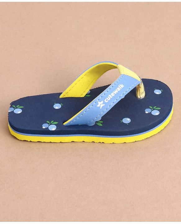 Cute Walk by Babyhug Slip On Cherry Printed Flip Flops - Navy Blue