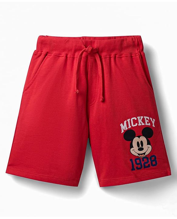 Pine Kids Disney Single Jersey Knit Sleeveless T-Shirt & Shorts Set with Mickey Mouse Graphics - Red