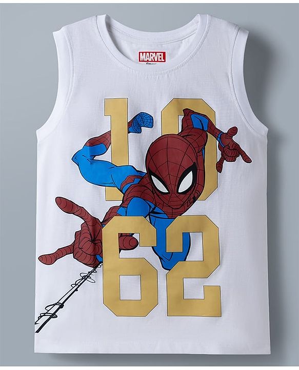 Pine Kids Marvel 100% Cotton Knit Sleeveless Tank T-Shirt & Shorts Set With Spider Man Graphic - Khaki