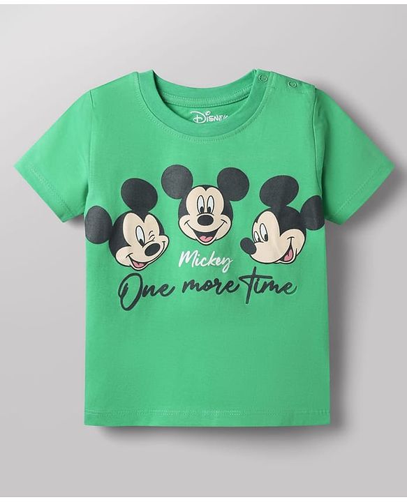 Babyhug Disney Cotton Knit T-Shirts Half Sleeve with Mickey Mouse Graphic Multi Color 3-6 Months Pack of 2